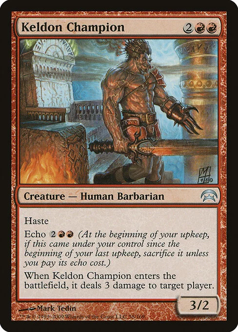 Keldon Champion, carta Magic di tipo Creature — Human Barbarian illustrata da Mark Tedin