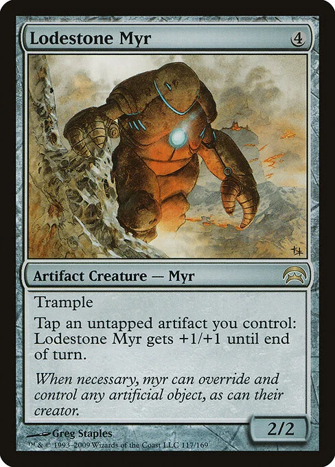Lodestone Myr, carta Magic di tipo Artifact Creature — Myr illustrata da Greg Staples