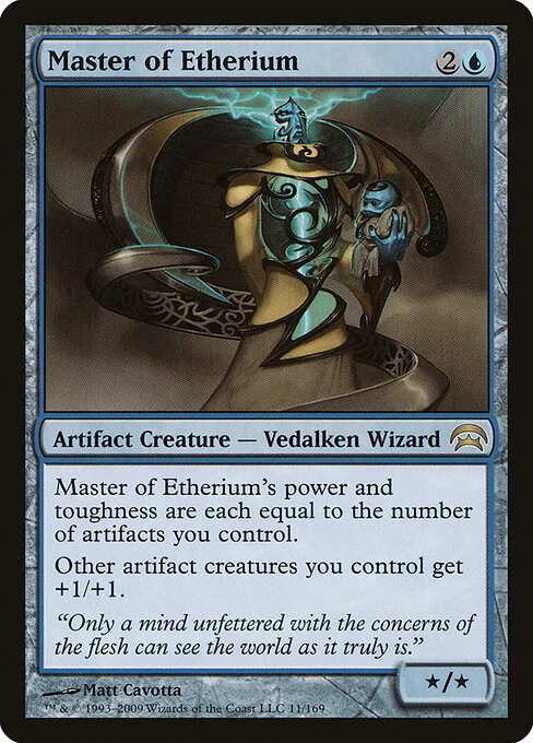 Master of Etherium, carta Magic di tipo Artifact Creature — Vedalken Wizard illustrata da Matt Cavotta