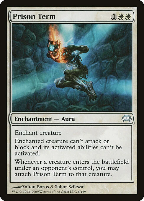 Prison Term, carta Magic di tipo Enchantment — Aura illustrata da Zoltan Boros & Gabor Szikszai