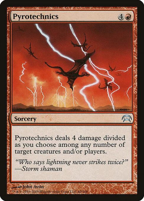 Pyrotechnics, carta Magic di tipo Sorcery illustrata da John Avon