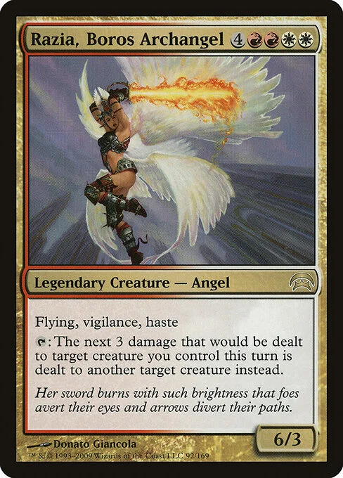 Razia, Boros Archangel, carta Magic di tipo Legendary Creature — Angel illustrata da Donato Giancola