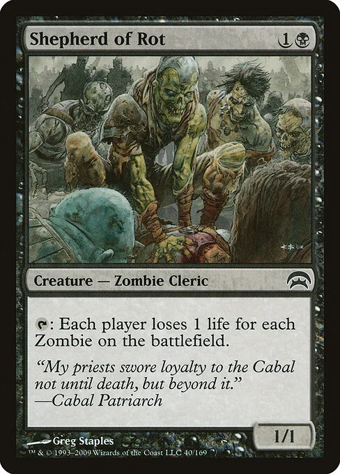 Shepherd of Rot, carta Magic di tipo Creature — Zombie Cleric illustrata da Greg Staples