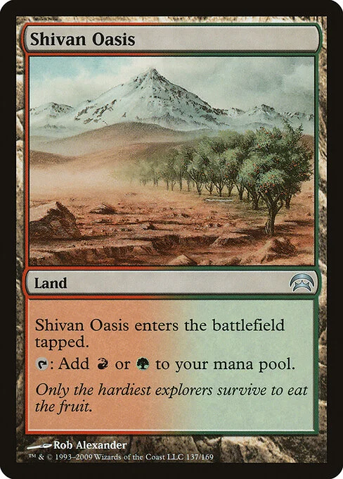 Shivan Oasis, carta Magic di tipo Land illustrata da Rob Alexander