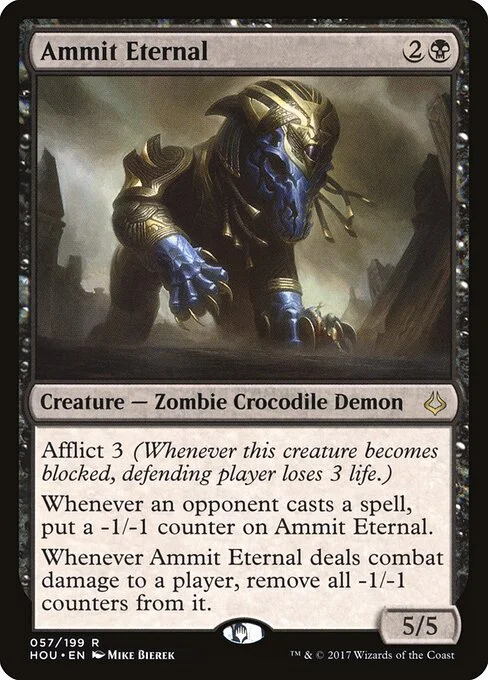 Ammit Eternal, carta Magic di tipo Creature — Zombie Crocodile Demon illustrata da Mike Bierek
