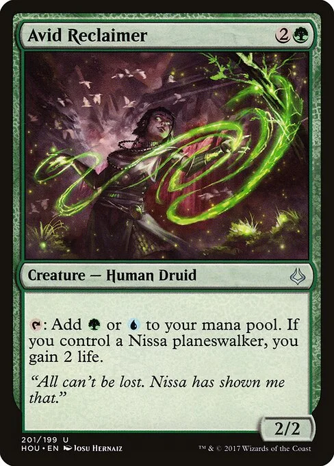 Avid Reclaimer, carta Magic di tipo Creature — Human Druid illustrata da Josu Hernaiz