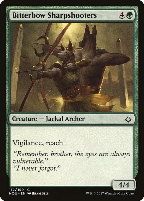 Bitterbow Sharpshooters, carta Magic di tipo Creature — Jackal Archer illustrata da Bram Sels