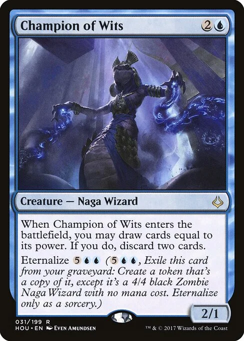 Champion of Wits, carta Magic di tipo Creature — Snake Wizard illustrata da Even Amundsen