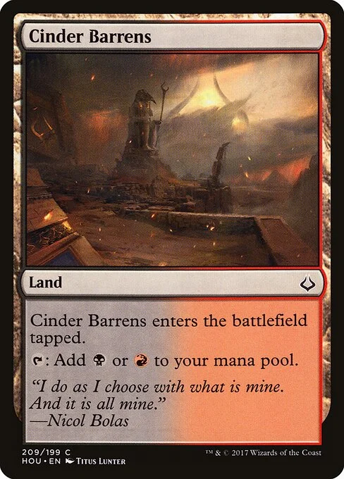 Cinder Barrens, carta Magic di tipo Land illustrata da Titus Lunter