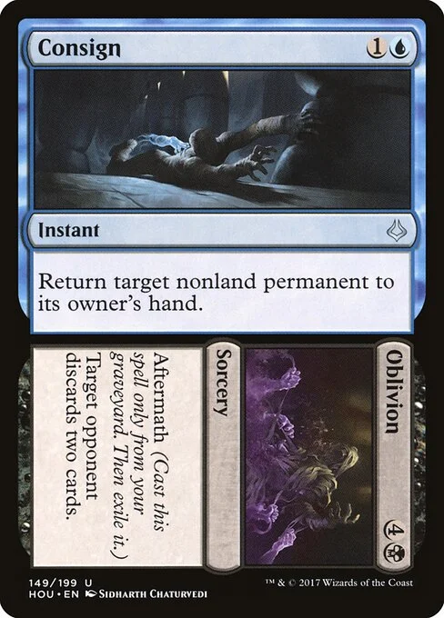 Consign // Oblivion, carta Magic di tipo Instant // Sorcery illustrata da Sidharth Chaturvedi