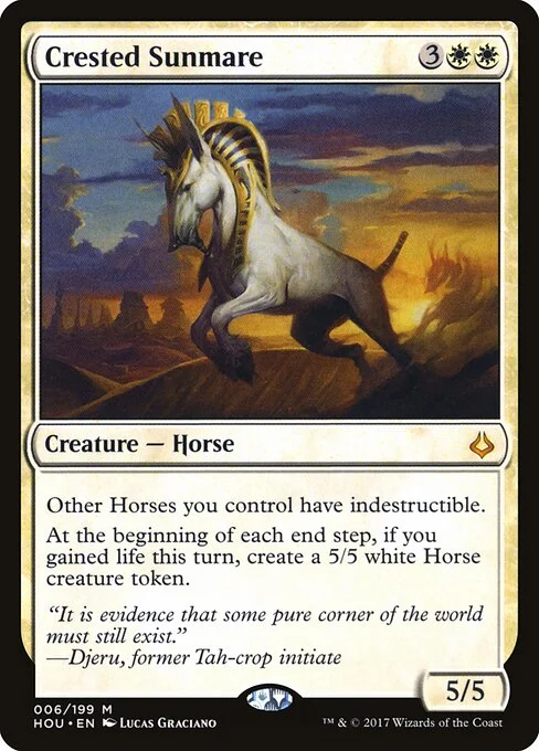 Crested Sunmare, carta Magic di tipo Creature — Horse illustrata da Lucas Graciano