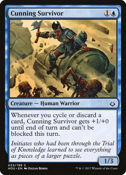 Cunning Survivor, carta Magic di tipo Creature — Human Warrior illustrata da Zoltan Boros