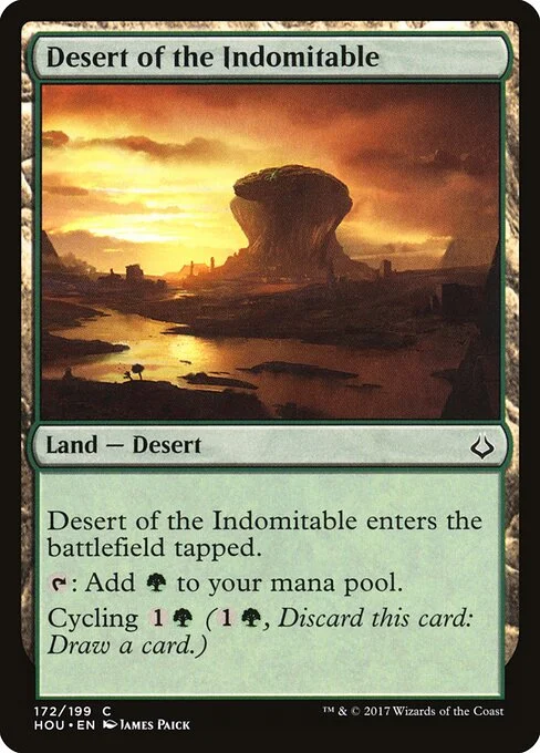 Desert of the Indomitable, carta Magic di tipo Land — Desert illustrata da James Paick