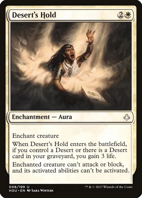 Desert's Hold, carta Magic di tipo Enchantment — Aura illustrata da Sara Winters