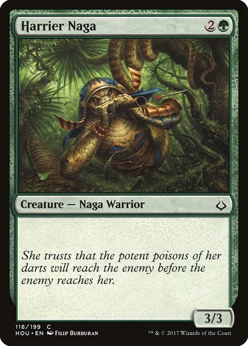 Harrier Naga, carta Magic di tipo Creature — Snake Warrior illustrata da Filip Burburan
