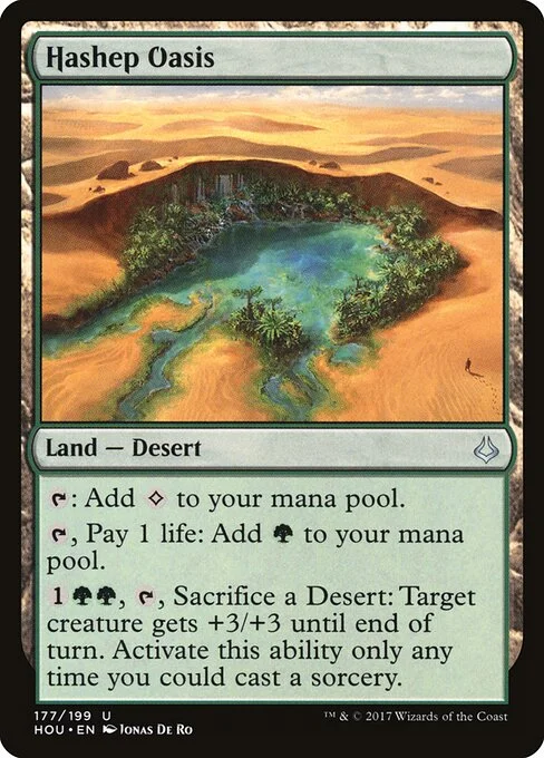 Hashep Oasis, carta Magic di tipo Land — Desert illustrata da Jonas De Ro