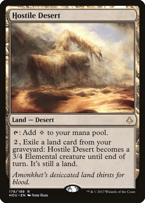 Hostile Desert, carta Magic di tipo Land — Desert illustrata da Josh Hass