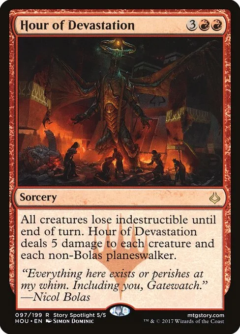 Hour of Devastation, carta Magic di tipo Sorcery illustrata da Simon Dominic