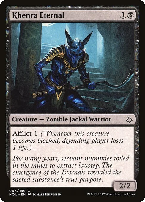 Khenra Eternal, carta Magic di tipo Creature — Zombie Jackal Warrior illustrata da Tomasz Jedruszek