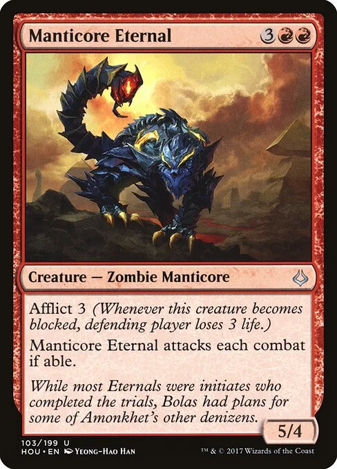 Manticore Eternal, carta Magic di tipo Creature — Zombie Manticore illustrata da Yeong-Hao Han