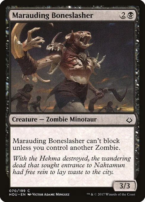 Marauding Boneslasher, carta Magic di tipo Creature — Zombie Minotaur illustrata da Victor Adame Minguez