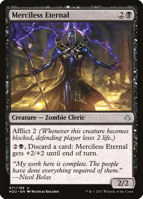Merciless Eternal, carta Magic di tipo Creature — Zombie Cleric illustrata da Mathias Kollros