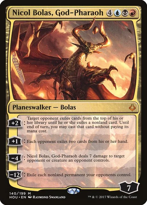 Nicol Bolas, God-Pharaoh, carta Magic di tipo Legendary Planeswalker — Bolas illustrata da Raymond Swanland