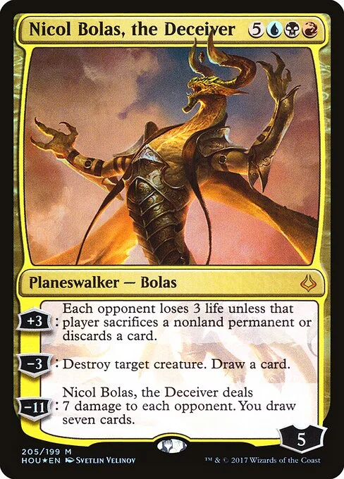 Nicol Bolas, the Deceiver, carta Magic di tipo Legendary Planeswalker — Bolas illustrata da Svetlin Velinov