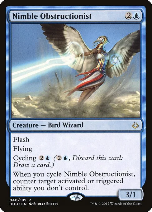 Nimble Obstructionist, carta Magic di tipo Creature — Bird Wizard illustrata da Shreya Shetty