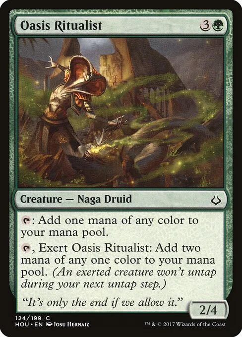 Oasis Ritualist, carta Magic di tipo Creature — Snake Druid illustrata da Josu Hernaiz