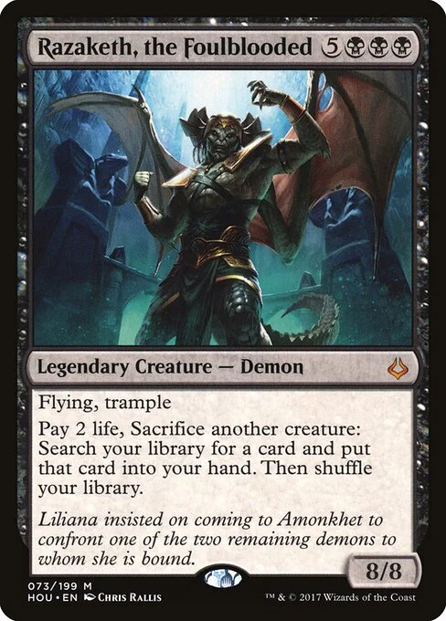 Razaketh, the Foulblooded, carta Magic di tipo Legendary Creature — Demon illustrata da Chris Rallis