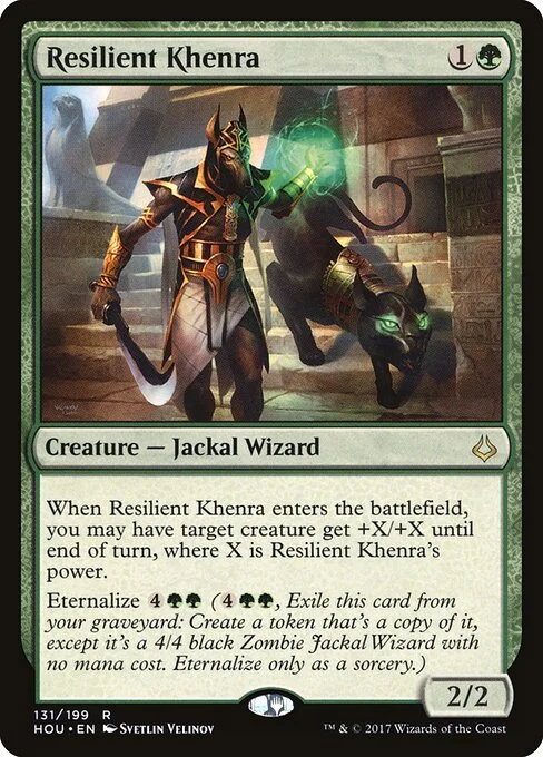 Resilient Khenra, carta Magic di tipo Creature — Jackal Wizard illustrata da Svetlin Velinov