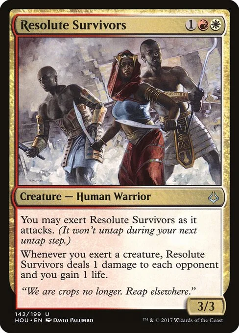 Resolute Survivors, carta Magic di tipo Creature — Human Warrior illustrata da David Palumbo