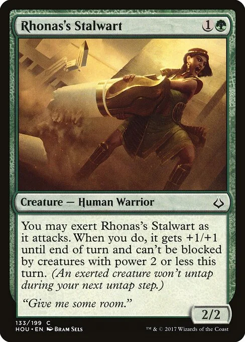 Rhonas's Stalwart, carta Magic di tipo Creature — Human Warrior illustrata da Bram Sels