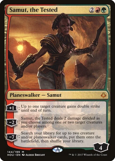 Samut, the Tested, carta Magic di tipo Legendary Planeswalker — Samut illustrata da Aleksi Briclot