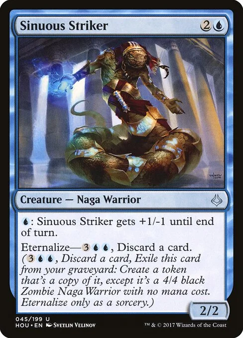 Sinuous Striker, carta Magic di tipo Creature — Snake Warrior illustrata da Svetlin Velinov