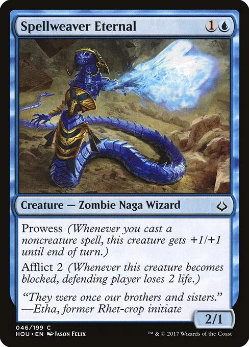 Spellweaver Eternal, carta Magic di tipo Creature — Zombie Snake Wizard illustrata da Jason Felix