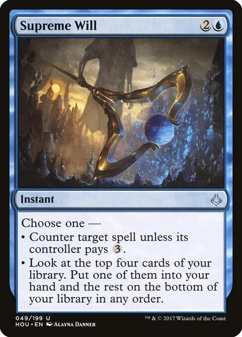 Supreme Will, carta Magic di tipo Instant illustrata da Alayna Danner