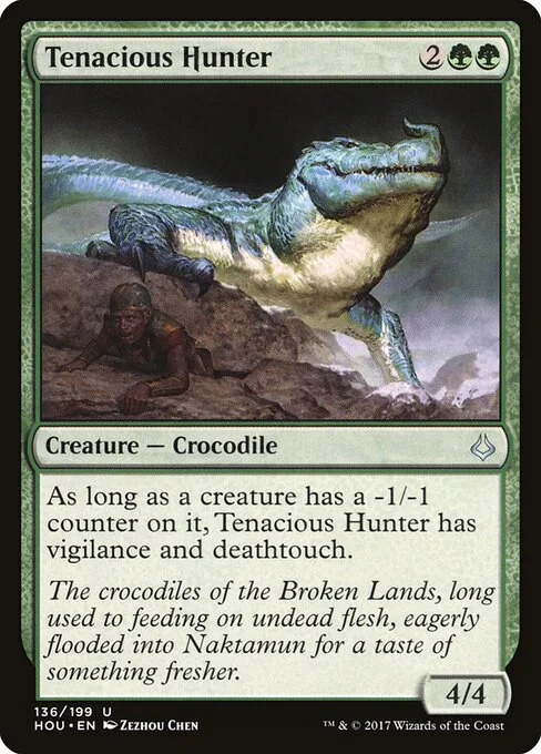 Tenacious Hunter, carta Magic di tipo Creature — Crocodile illustrata da Zezhou Chen