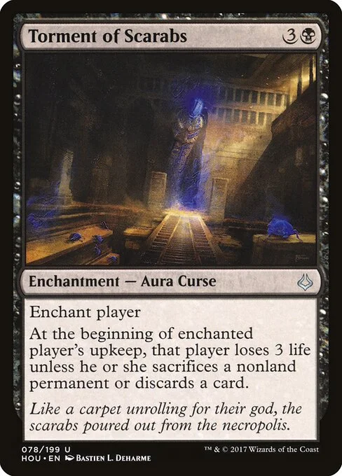 Torment of Scarabs, carta Magic di tipo Enchantment — Aura Curse illustrata da Bastien L. Deharme