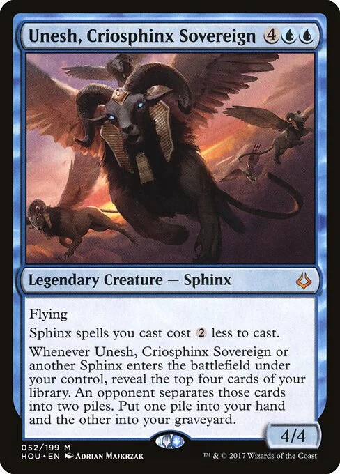 Unesh, Criosphinx Sovereign, carta Magic di tipo Legendary Creature — Sphinx illustrata da Adrian Majkrzak