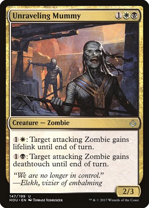 Unraveling Mummy, carta Magic di tipo Creature — Zombie illustrata da Tomasz Jedruszek