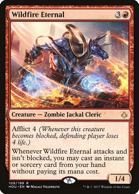 Wildfire Eternal, carta Magic di tipo Creature — Zombie Jackal Cleric illustrata da Magali Villeneuve