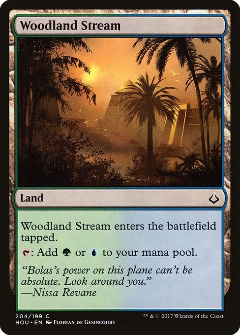 Woodland Stream, carta Magic di tipo Land illustrata da Florian de Gesincourt