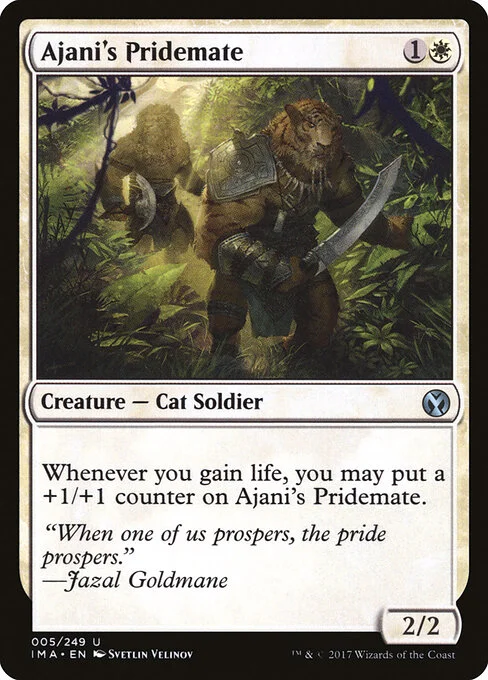 Ajani's Pridemate, carta Magic di tipo Creature — Cat Soldier illustrata da Svetlin Velinov