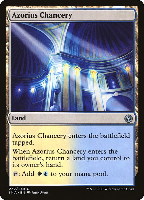 Azorius Chancery, carta Magic di tipo Land illustrata da John Avon