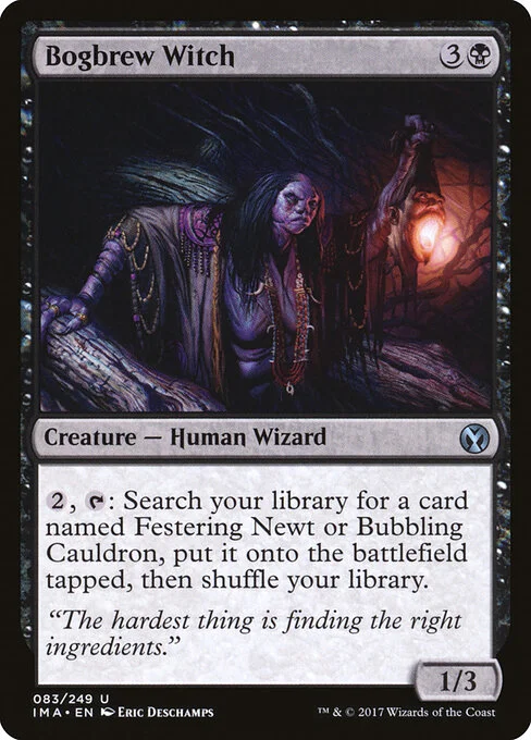 Bogbrew Witch, carta Magic di tipo Creature — Human Wizard illustrata da Eric Deschamps
