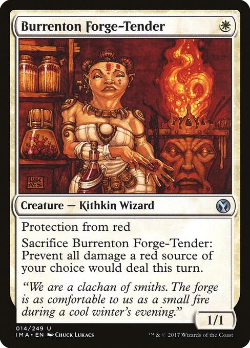 Burrenton Forge-Tender, carta Magic di tipo Creature — Kithkin Wizard illustrata da Chuck Lukacs