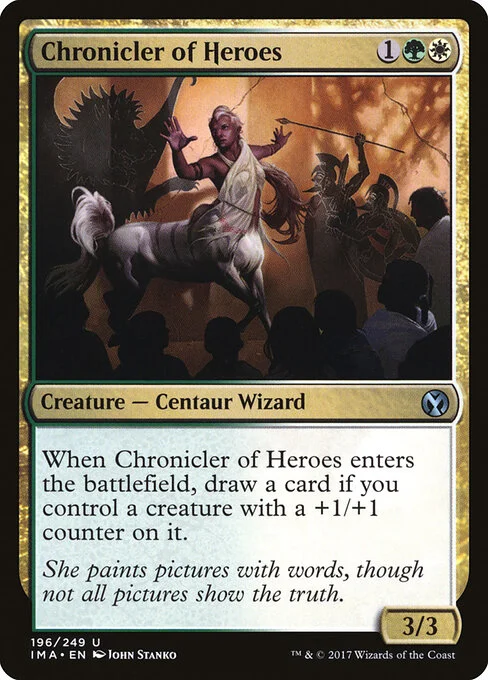 Chronicler of Heroes, carta Magic di tipo Creature — Centaur Wizard illustrata da John Stanko