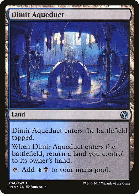 Dimir Aqueduct, carta Magic di tipo Land illustrata da John Avon